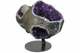Unique Amethyst Geode with Calcite on Metal Stand - Uruguay #171899-5